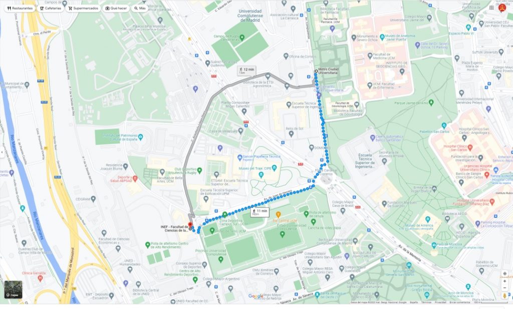 Walk from “Ciudad Universitaria” Metro (source: Google)